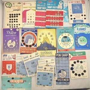 Vintage Sewing Snaps Snap Fasteners Scovill Dorcas Prims USA England W. Germany